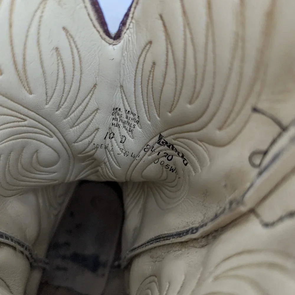 Laredo Vintage Mens 10 D Leather Western Cowboy Boots  Pointed Toe Embroidered - Picture 15 of 16